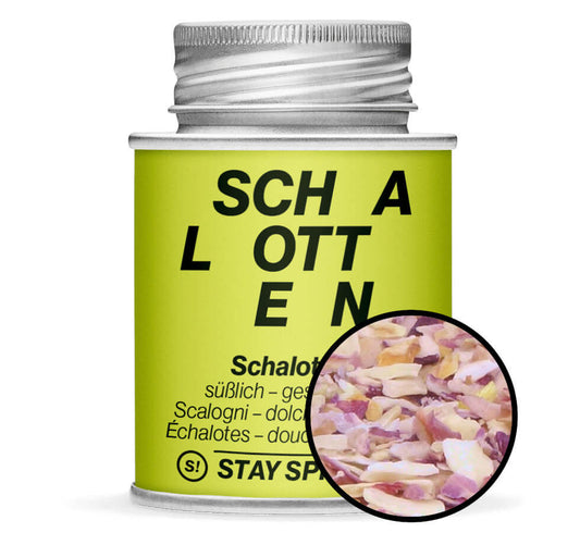 Schalotten geschnitten, 2-3 mm - Hellgrün Gewürzdose mit Gewürz-Vorschau von STAY SPICED! bei Chefkoch-Gewürze