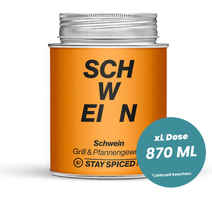 Schwein - Grill & Pfannengewürz in der grossen XL-Dose (870ml) von STAY SPICED!