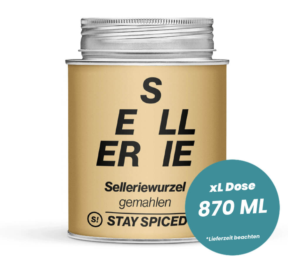 Selleriewurzel gemahlen in der grossen XL-Dose (870ml) von STAY SPICED!