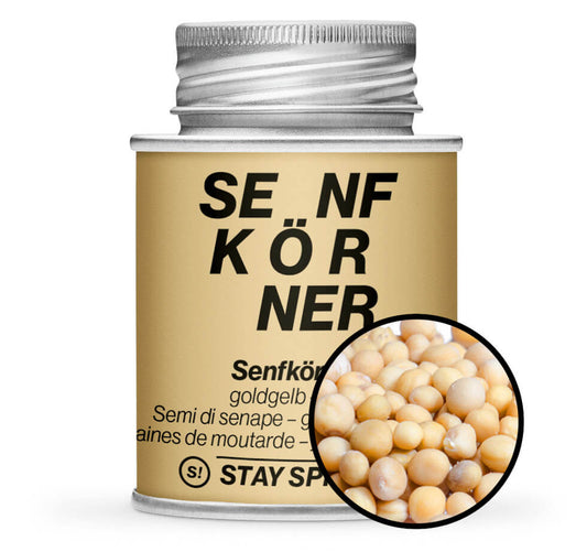 Senfkörner goldgelb ganz - Gelb Gewürzdose mit Gewürz-Vorschau von STAY SPICED! bei Chefkoch-Gewürze