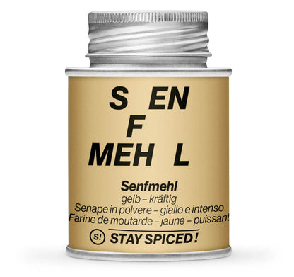 Senfmehl gelb - Geschlossene hellbraune Gewürzdose von STAY SPICED!
