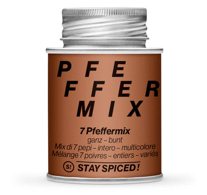 7 Pfeffer Mix ganz - Geschlossene Braun Gewürzdose von STAY SPICED !