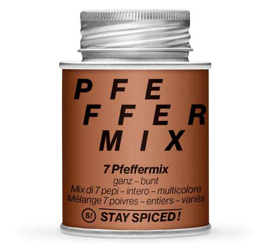 7 Pfeffer Mix ganz - Geschlossene Braun Gewürzdose von STAY SPICED !