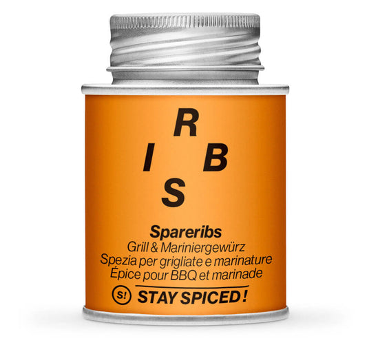 Spareribs - Grill & Marinadengewürz - Geschlossene orange Gewürzdose von STAY SPICED