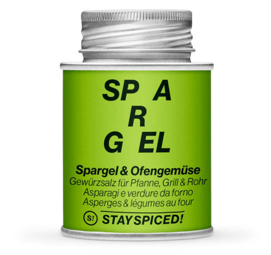 Spargel Spice - Geschlossene hellgrüne Gewürzdose von STAY SPICED!