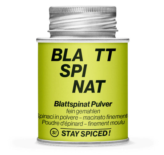 Spinat Pulver - Blattspinat - fein gemahlen - Geschlossene Hellgrün Gewürzdose von STAY SPICED!