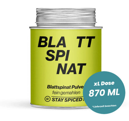 Spinat Pulver - Blattspinat - fein gemahlen in der grossen XL-Dose (870ml) von STAY SPICED!