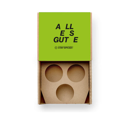 Alles Gute Geschenkset für 3 Dosen von Chefkoch-Gewürze (offene Ansicht, unbestückt)