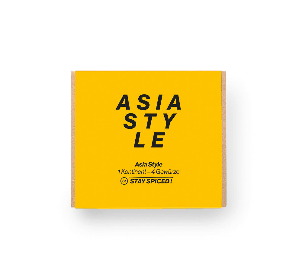 Die edel gestaltete Asia Geschenkbox im leuchtenden Gelb als ideales Präsent für Liebhaber der asiatischen Küche