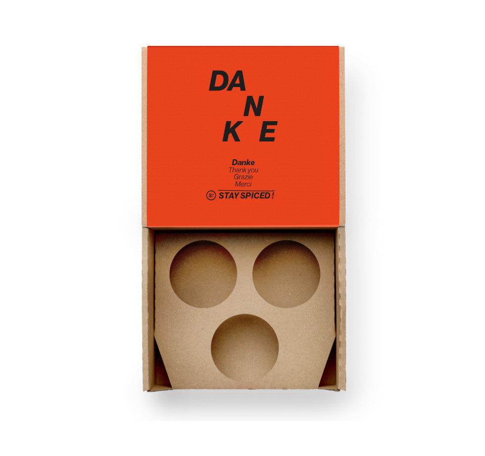 Danke Gewürzbox Geschenkset für 3 Dosen von Chefkoch-Gewürze (offene Ansicht, unbestückt)