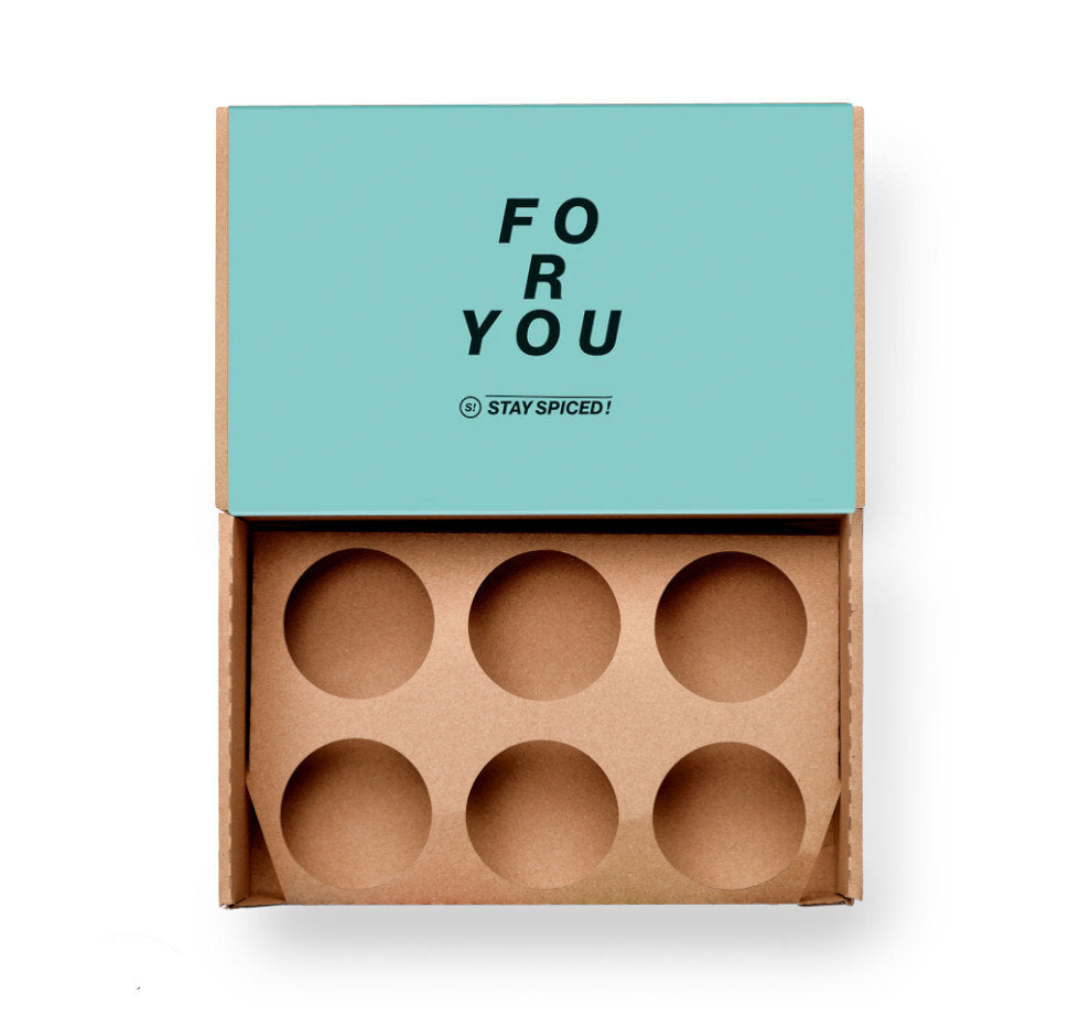 Four you Gewürzbox Geschenkset für 6 Gewürze von Chefkoch-Gewürze (offene Ansicht, unbestückt)