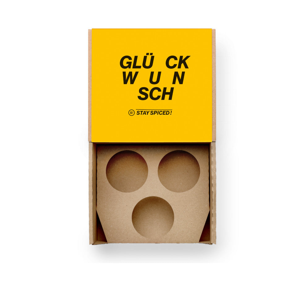 Glückwunsch Geschenkset für 3 Dosen von Chefkoch-Gewürze (offene Ansicht, unbestückt)