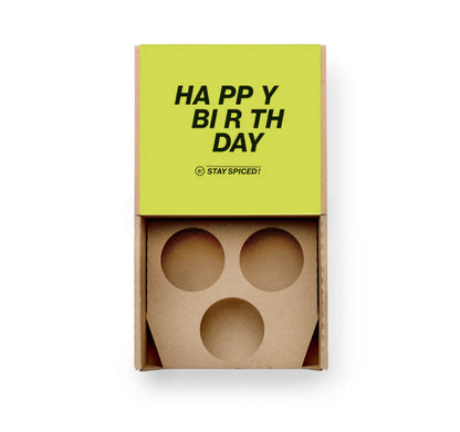 Happy Birthday Geschenkset für 3 Dosen von Chefkoch-Gewürze (offene Ansicht, unbestückt)