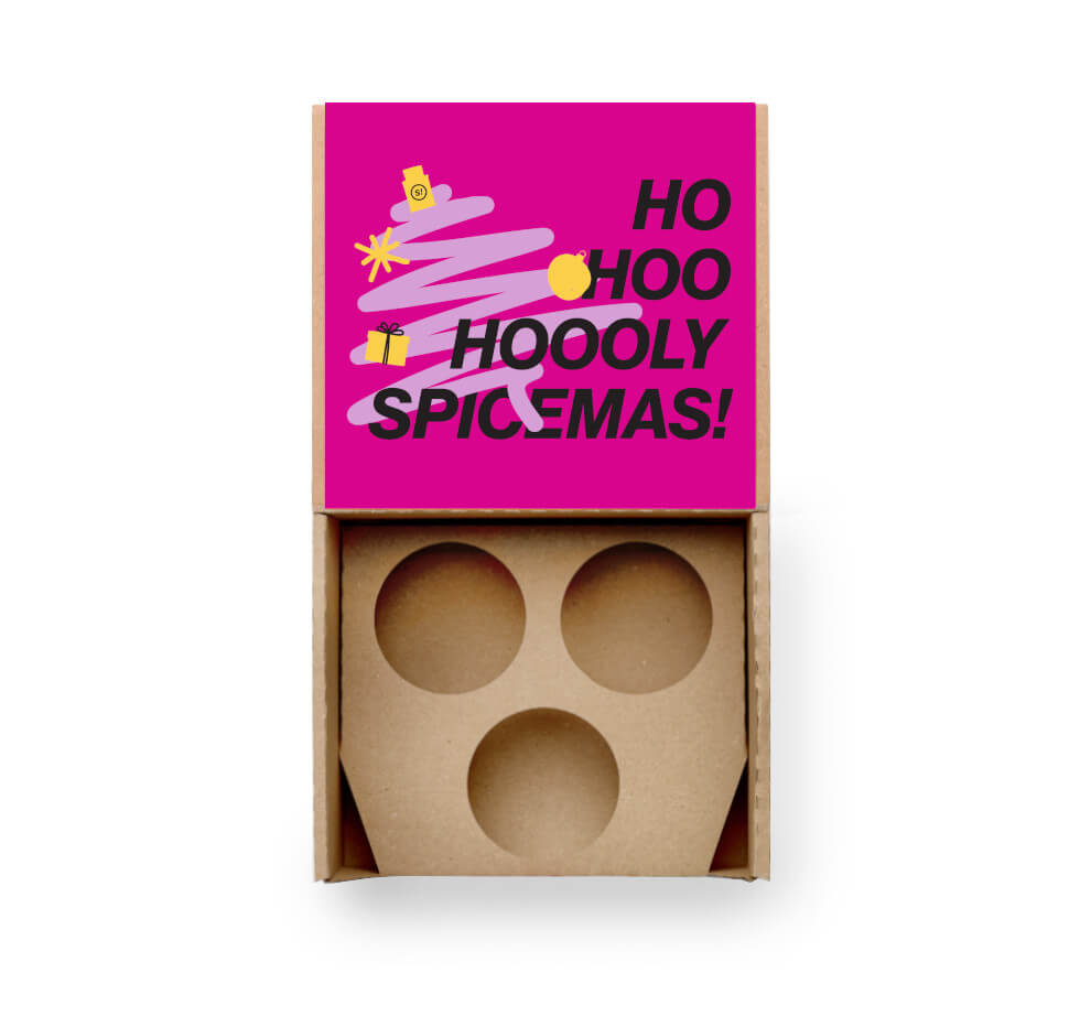 Weihnachten Gewürzbox Spicemas Geschenkset für 3 Dosen von Chefkoch-Gewürze (offene Ansicht, unbestückt)