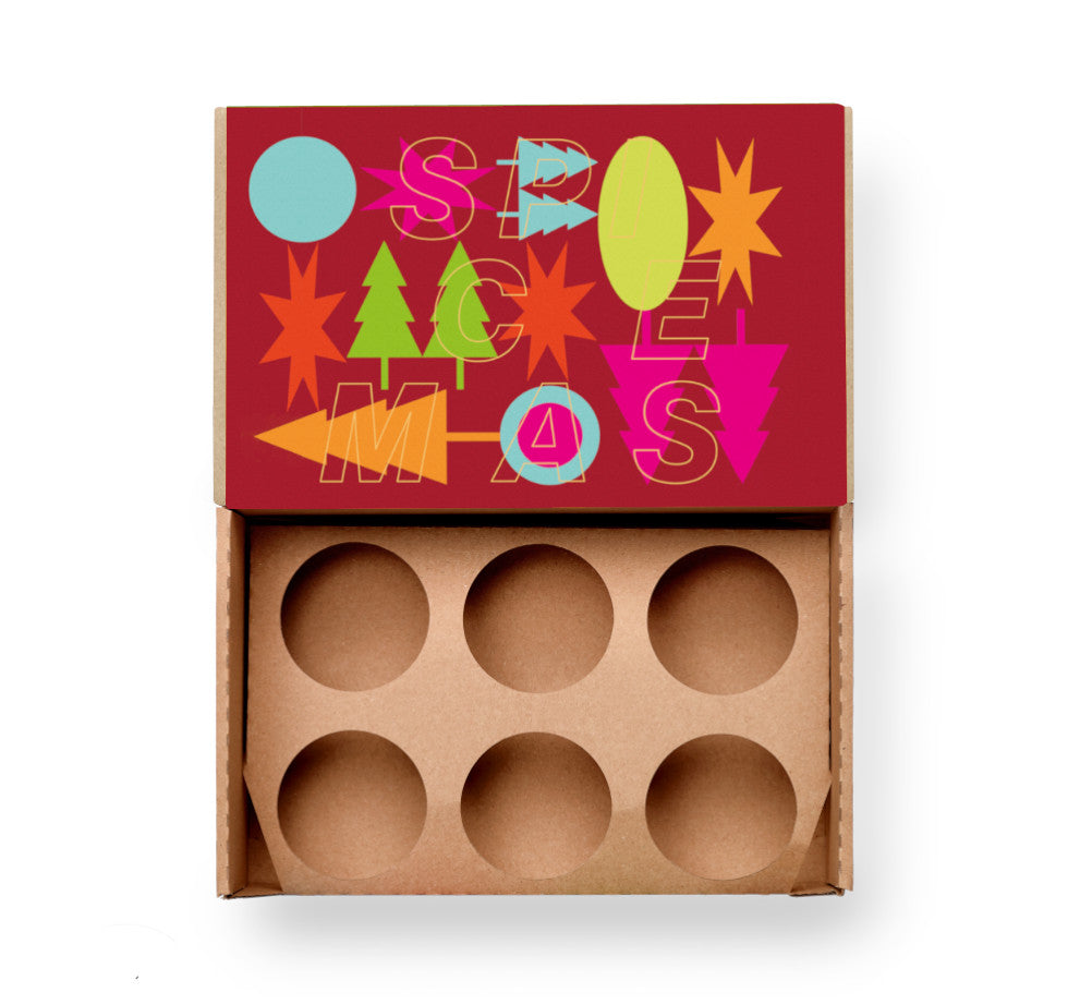 Weihnachten Gewürzbox Xmas Geschenkset für 6 Dosen von Chefkoch-Gewürze (offene Ansicht, unbestückt)