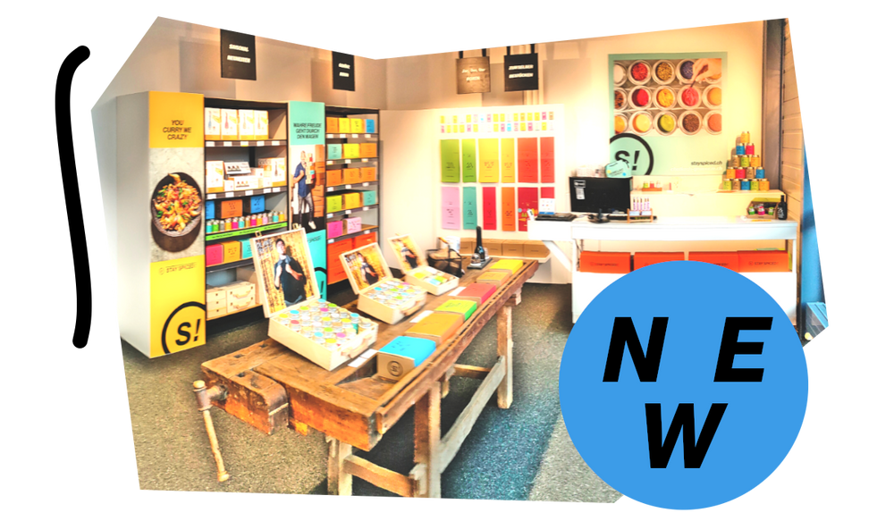 Ausstellungsfläche im STAY SPICED! Store in Diepoldsau, wo Kunden Premium-Gewürze live testen und erleben können