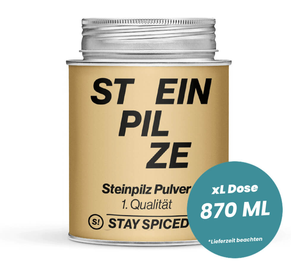 Steinpilz Pulver in der grossen XL-Dose (870ml) von STAY SPICED!