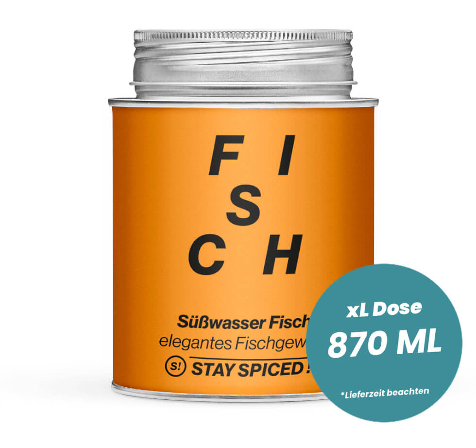 Süsswasser Fisch, elegantes Fischgewürz in der grossen XL-Dose (870ml) von STAY SPICED!