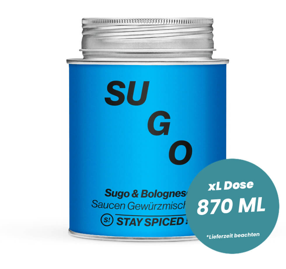 Sugo und Bolognese Gewürz in der grossen XL-Dose (870ml) von STAY SPICED