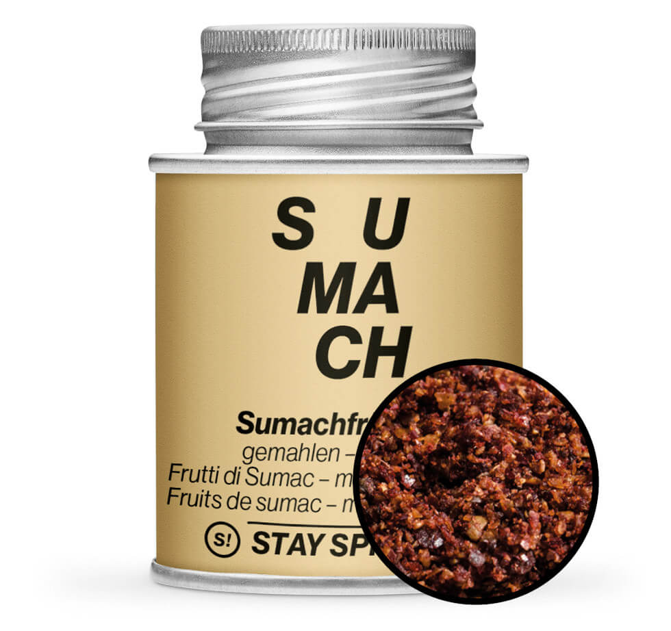 Sumachfrüchte - Sumach Türkisch - 7% Salz - Hellbraun Gewürzdose mit Gewürz-Vorschau von STAY SPICED! bei Chefkoch-Gewürze