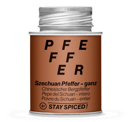 Szechuan-Pfeffer, Sichuan-Chin. Bergpfeffer ganz - Geschlossene Braun Gewürzdose von STAY SPICED !