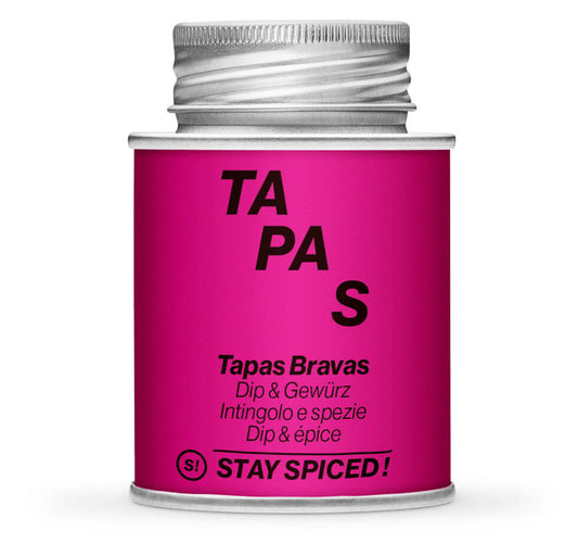 Tapas Bravas - Geschlossene pinke Gewürzdose von STAY SPICED!