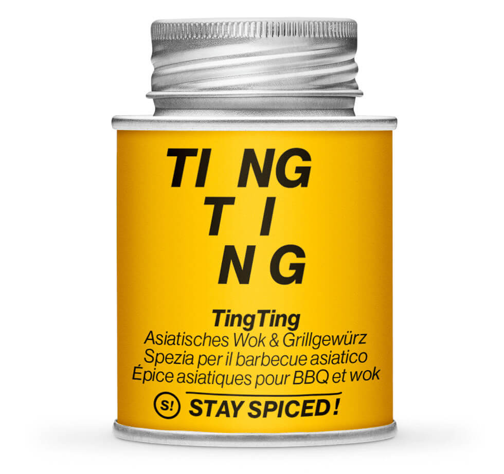 TingTing Asiatisches Grillgewürz - Geschlossene gelbe Gewürzdose von STAY SPICED