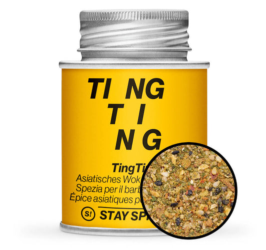 TingTing Asiatisches Grillgewürz - Gelbe Gewürzdose mit kleiner runder Gewürz-Vorschau von STAY SPICED ! bei Chefkoch-Gewürze