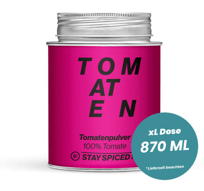 Tomatenpulver sprühgetrocknet in der grossen XL-Dose (870ml) von STAY SPICED
