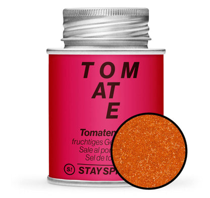 Tomatensalz - Rote Gewürzdose mit kleiner runder Gewürz-Vorschau von STAY SPICED! bei Chefkoch-Gewürze