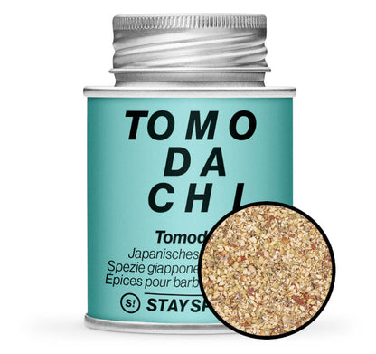 Tomodachi Sesam Topping - Hellgrüne Gewürzdose mit kleiner runder Gewürz-Vorschau von STAY SPICED ! bei Chefkoch-Gewürze