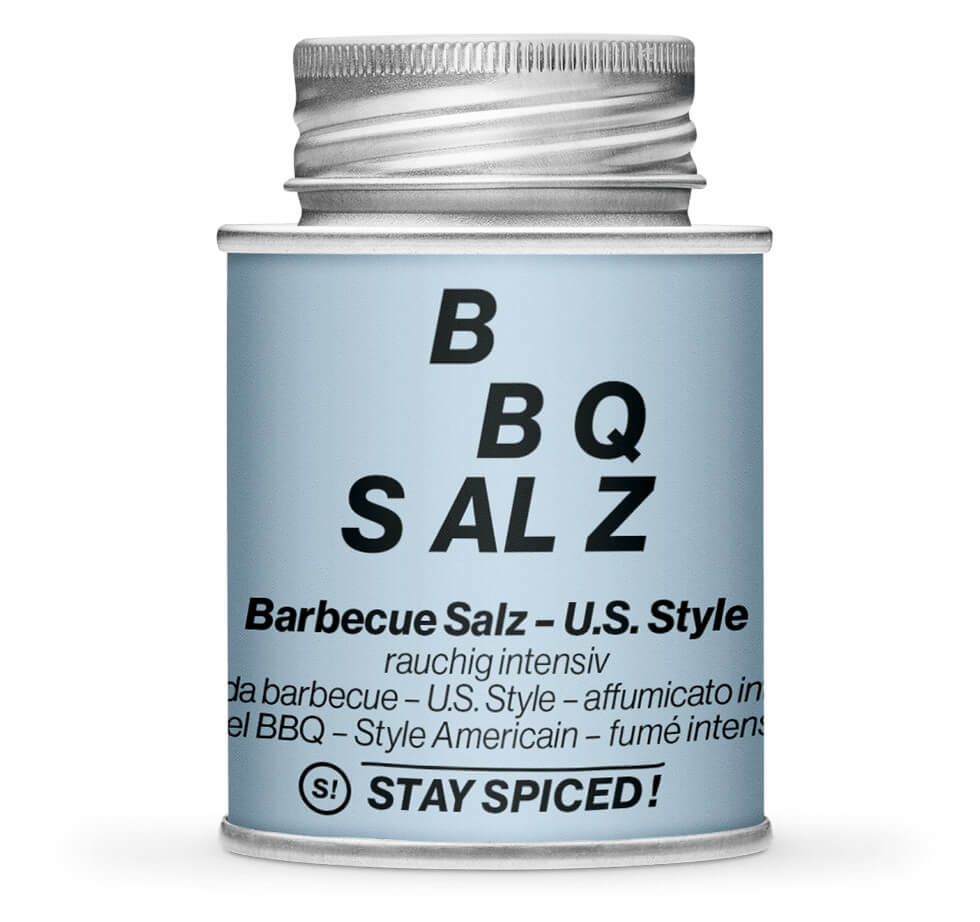 US-Style BBQ Salz - Geschlossene hellblaue Gewürzdose von STAY SPICED