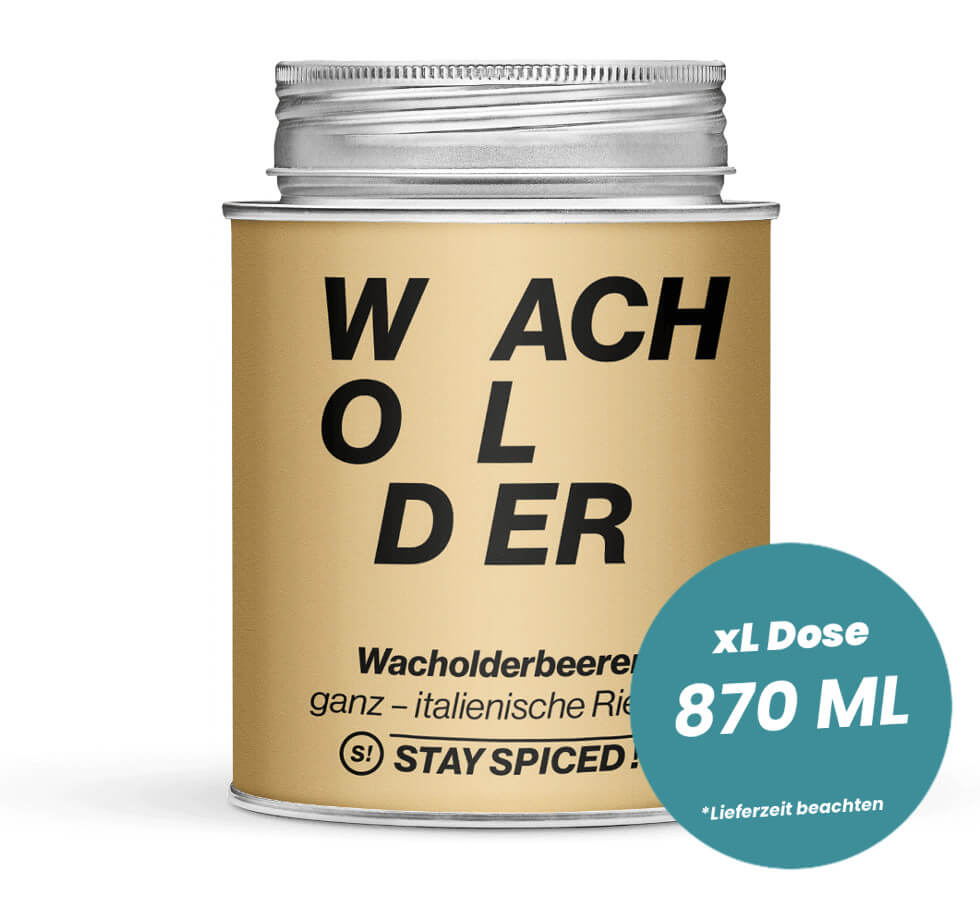 Wacholderbeeren ganz italienische Riesen in der grossen XL-Dose (870ml) von STAY SPICED!