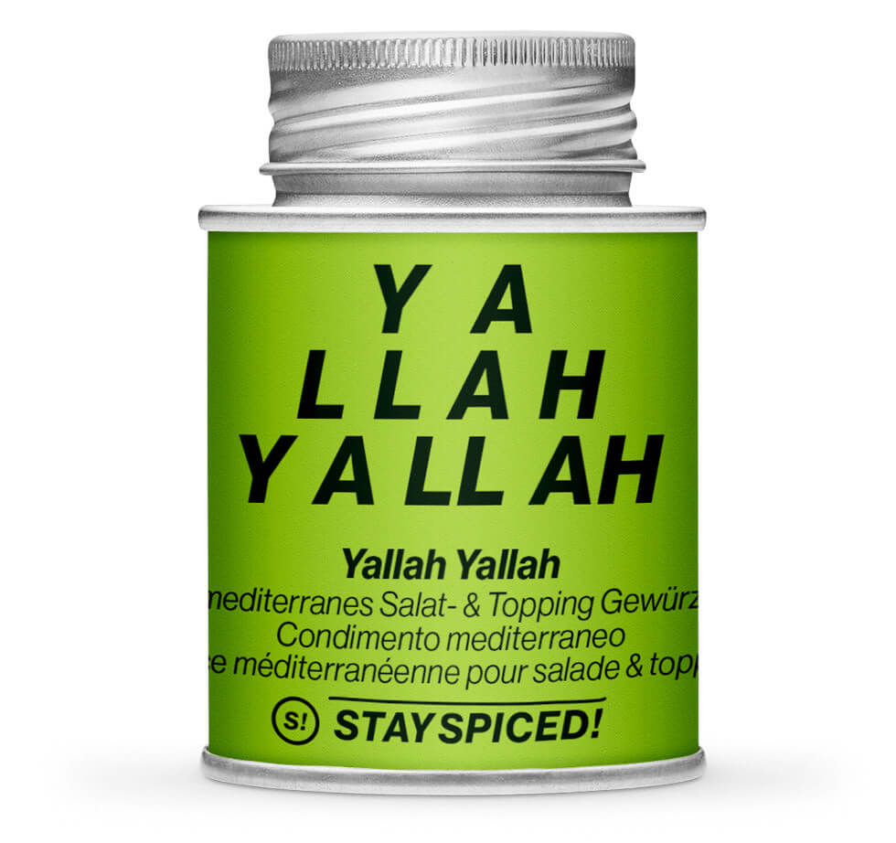 Yallah Yallah, mediterranes Salat- & Topping-Gewürz - Geschlossene hellgrüne Gewürzdose von STAY SPICED