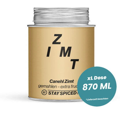 Zimt Canehl gemahlen in der grossen XL-Dose (870ml) von STAY SPICED!