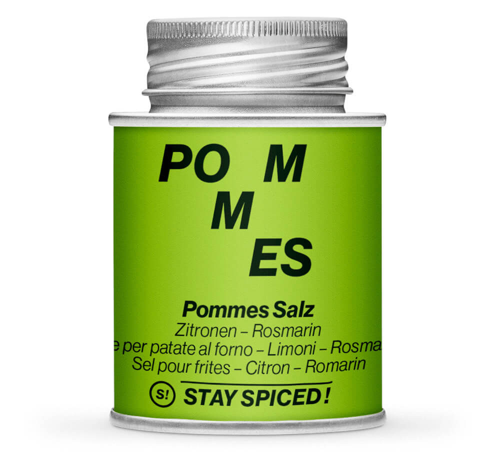 Pommes Salz Zitronen-Rosmarin - Geschlossene hellgrüne Gewürzdose von STAY SPICED
