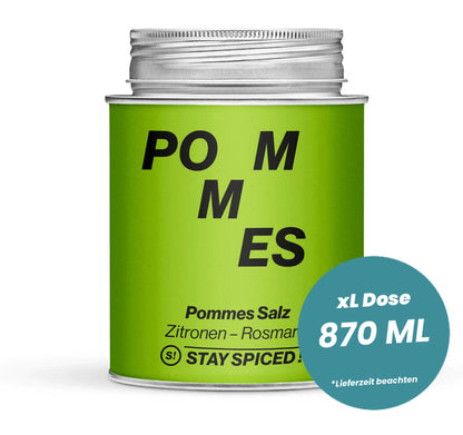 Pommes Salz Zitronen-Rosmarin in der grossen XL-Dose (870ml) von STAY SPICED