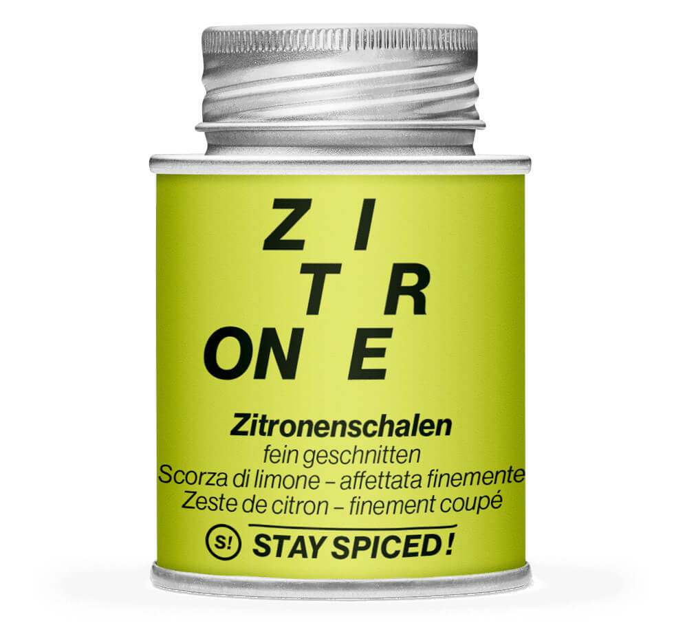 Zitronenschalen fein geschnitten - Geschlossene Gelb Gewürzdose von STAY SPICED!